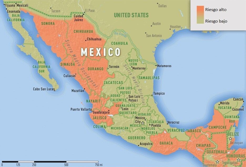 Mapa de riesgo de malaria en México