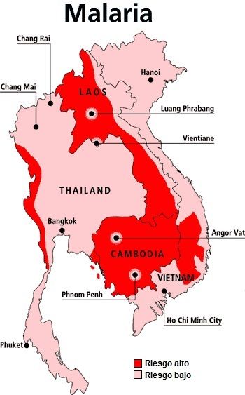 Mapa de Riesgo de Malaria en Tailandia
